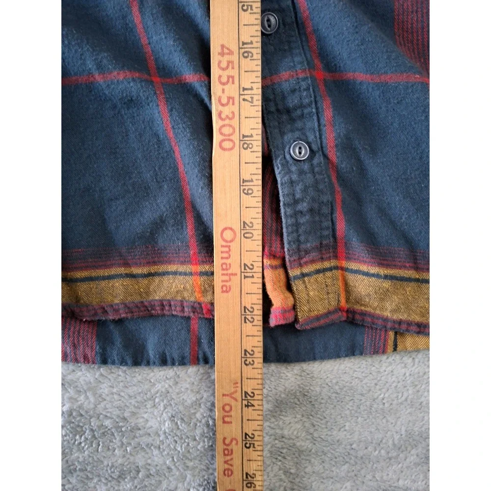 Levis Shirt Mens Medium‎ Red Orane Button Madras Plaid Flannel Long Sleeve